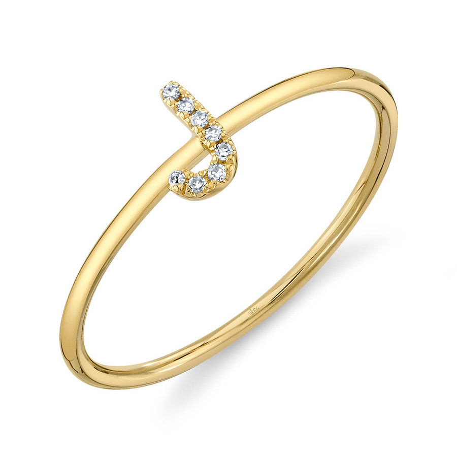 Shy Creation 14k Gold Yellow 0.03Ct Diamond Ring - Initial J