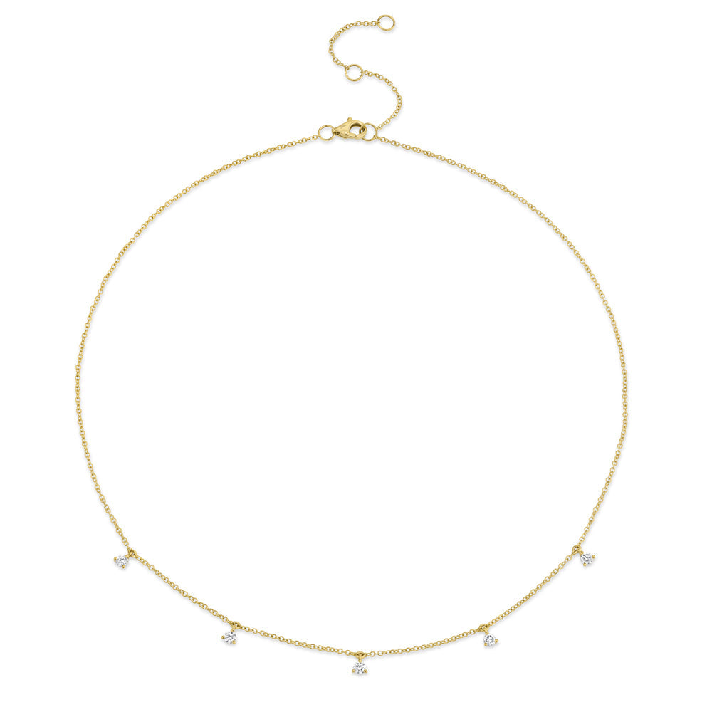 Shy Creation 14k Gold Yellow 0.30Ct Diamond Necklace