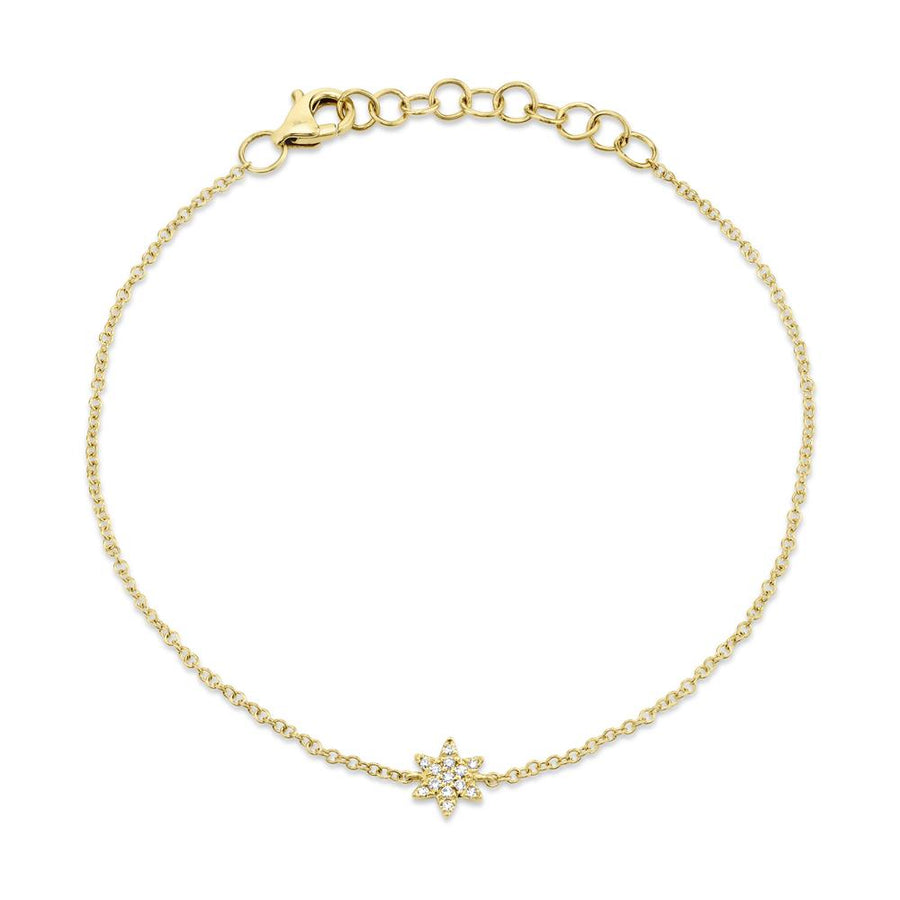 Shy Creation 14k Gold Yellow 0.03Ct Diamond Star Of David Bracelet