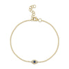 Shy Creation 14k Gold Yellow 0.04Ct Diamond & 0.06Ct Blue Sapphire Eye Bracelet