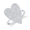 Shy Creation 14k Gold White Amor 0.56 ct. Diamond Pave Heart Ring - Large