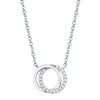 Shy Creation 14k Gold White 0.07Ct Diamond Love Knot Circle Necklace