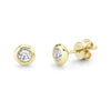 Shy Creation 14k Gold Yellow 0.40Ct Diamond Bezel Stud Earring