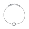 Shy Creation 14k Gold White 0.07Ct Diamond Love Knot Circle Bracelet