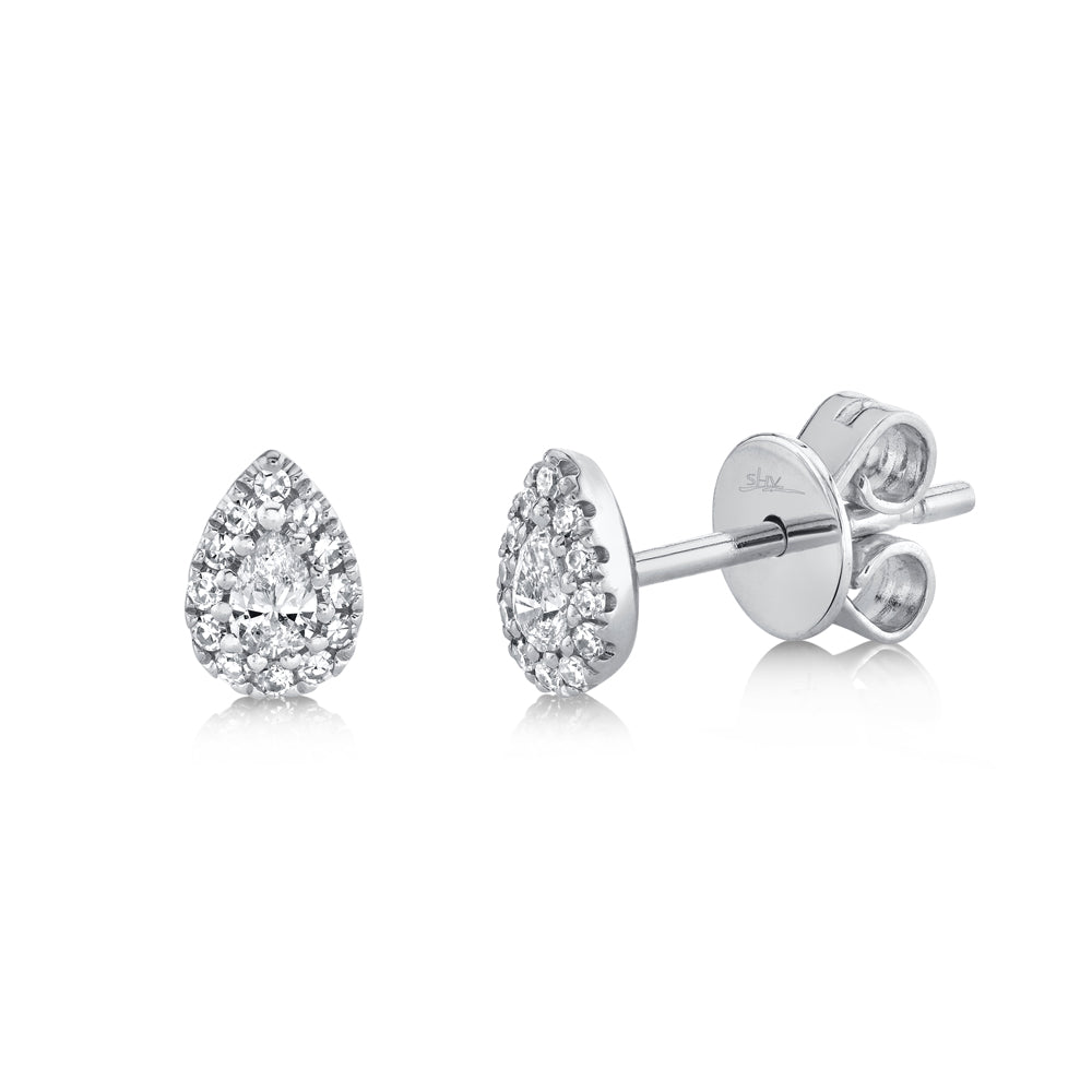 Shy Creation 14k Gold White 0.18Ct Diamond Stud Earring