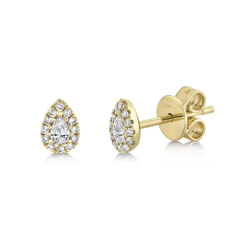 Shy Creation 14k Gold Yellow 0.18Ct Diamond Stud Earring