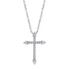 Shy Creation 14k Gold White 0.17Ct Diamond Cross Necklace