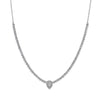 Shy Creation 14k Gold White 1.28Ct Diamond Pear Necklace