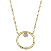 Shy Creation 14k Gold Yellow 0.03Ct Diamond Circle Necklace