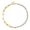 Shy Creation 14k Gold Yellow 1.50Ct Diamond Paper Clip Link Bracelet