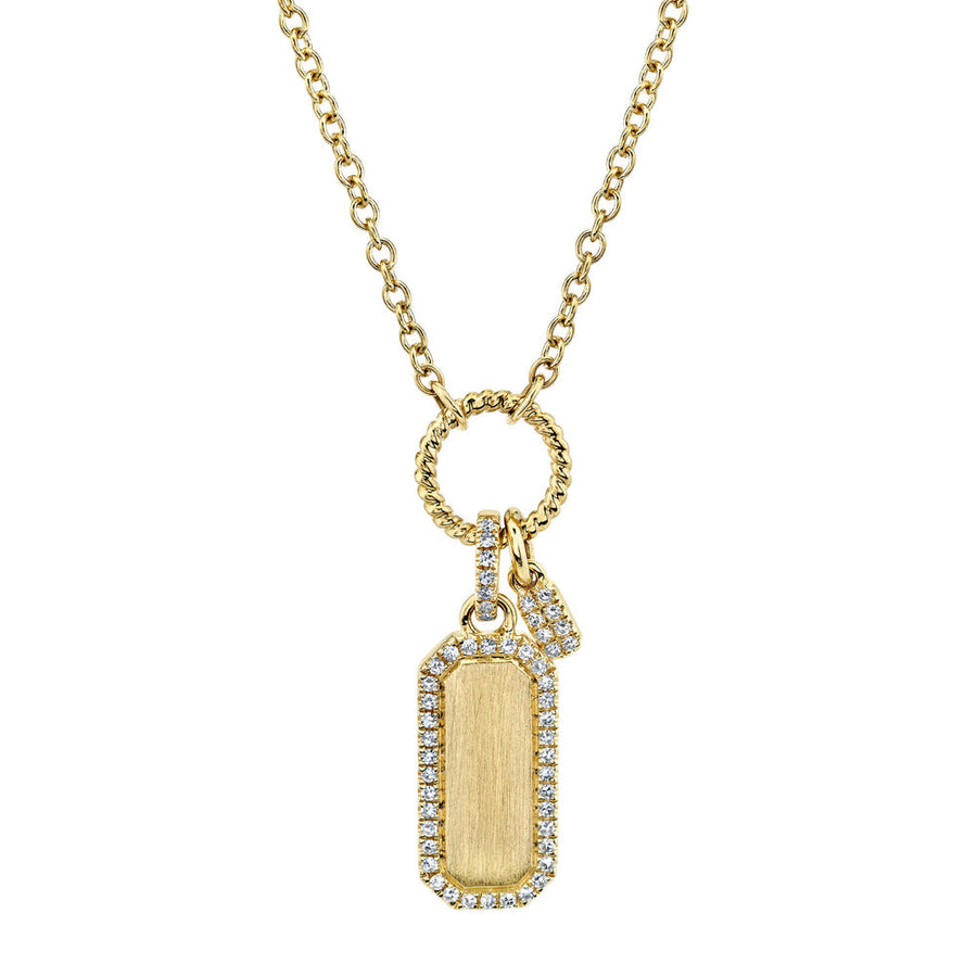 Shy Creation 14k Gold Yellow 0.13Ct Diamond Dog Tag Necklace