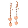 Quality Gold 14k Rose Gold Heart Dangle Earrings