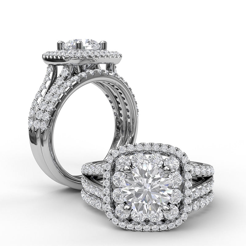 Fana Exquisite Unique Double Halo Engagement Ring