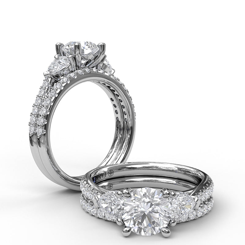 Fana Three-Stone Engagement Ring With Pear Cut Side Stones