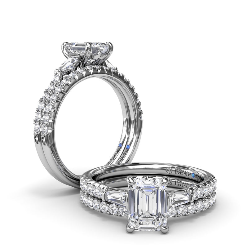 Fana Emerald Cut and Tapered Baguette Engagement Ring