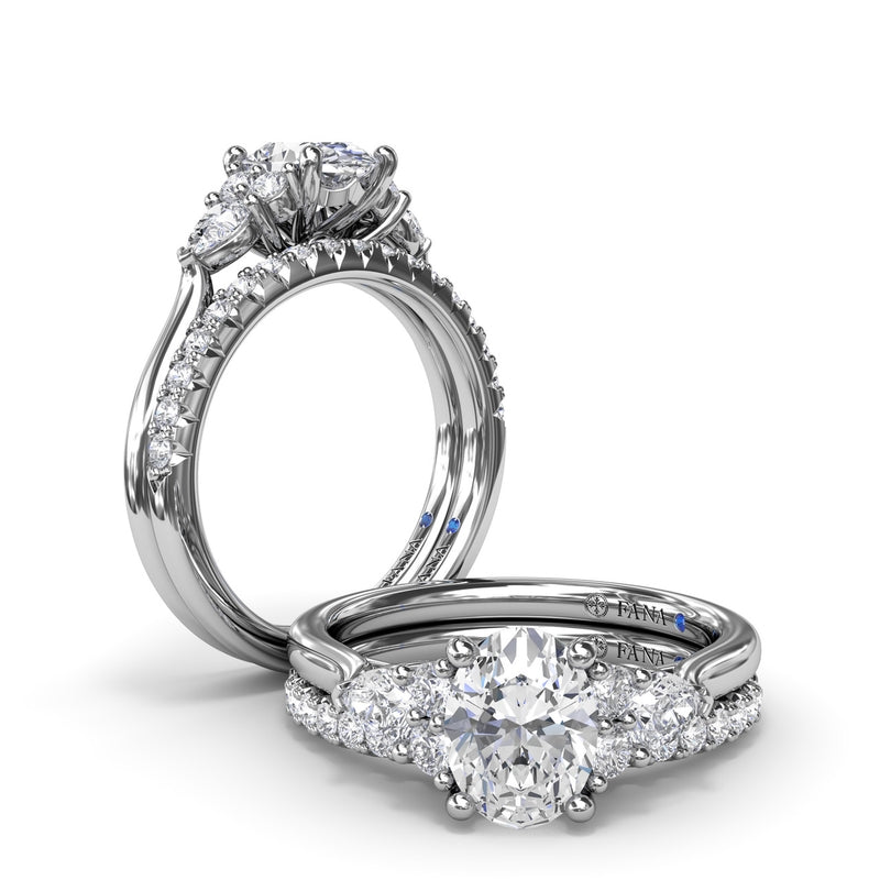 Fana Pear Side Cluster Diamond Engagement Ring