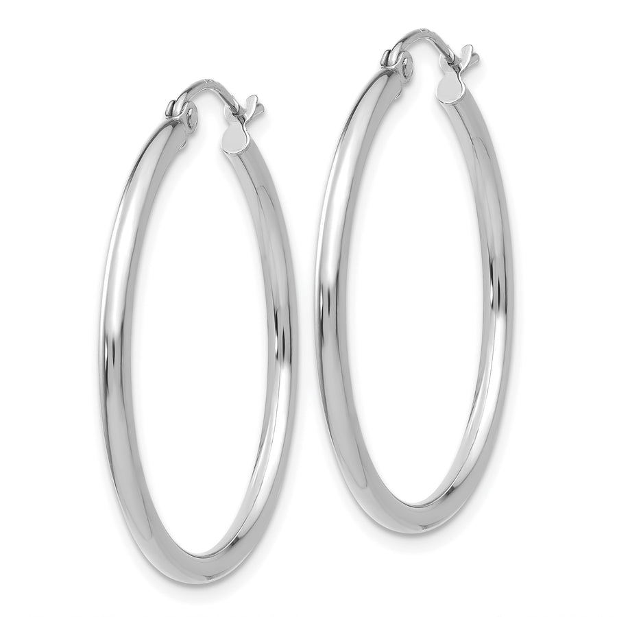 Quality Gold 14k White Gold Polished 2x30mm Lightweight Tube Hoop Earrings