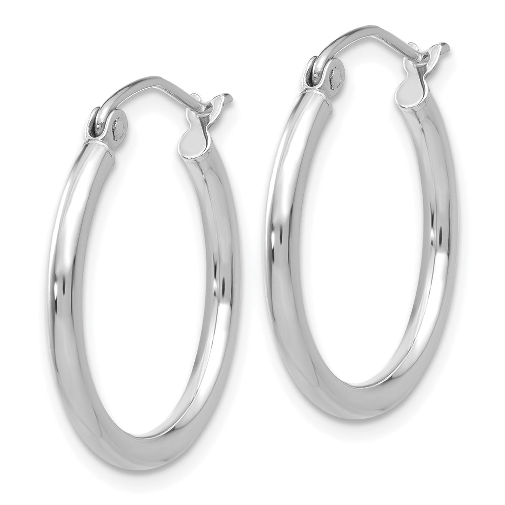 Quality Gold 14k White Gold Polished 2x20mm Tube Hoop Earrings