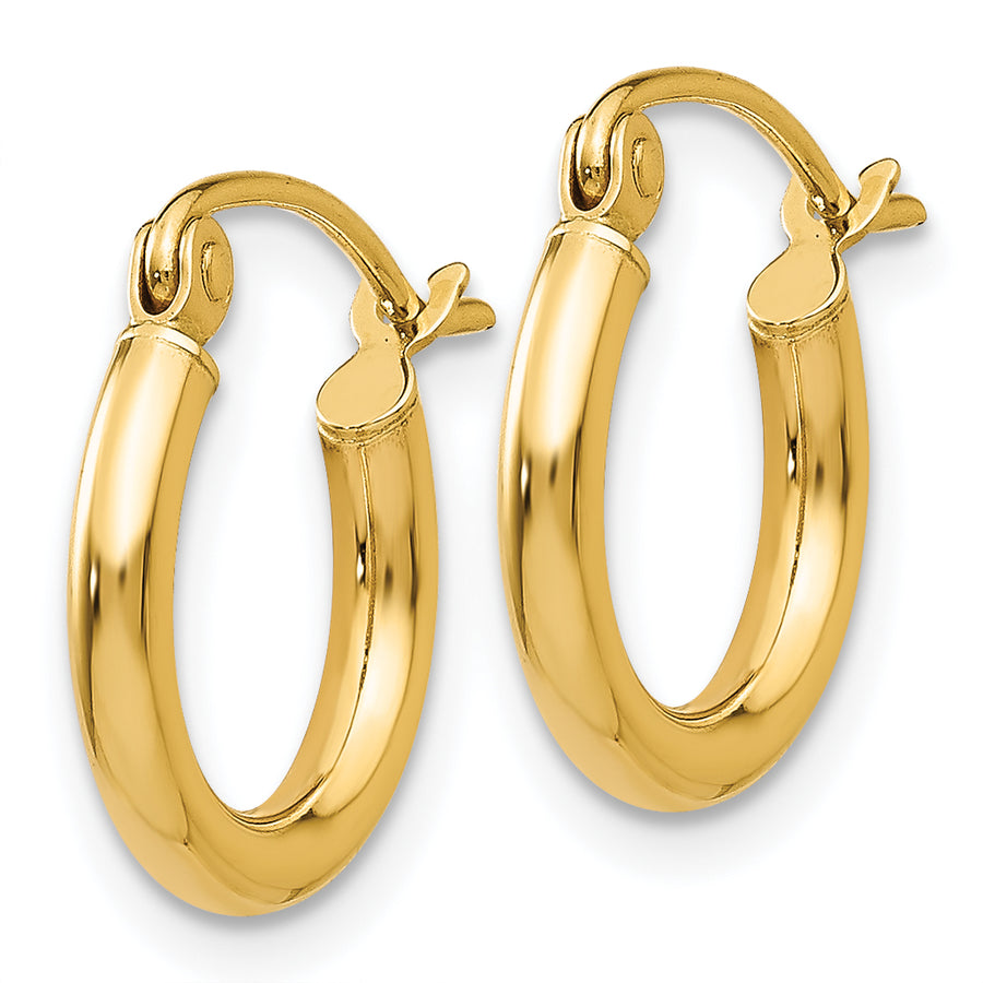 Quality Gold 14k Polished 2x12mm Tube Hoop Earrings