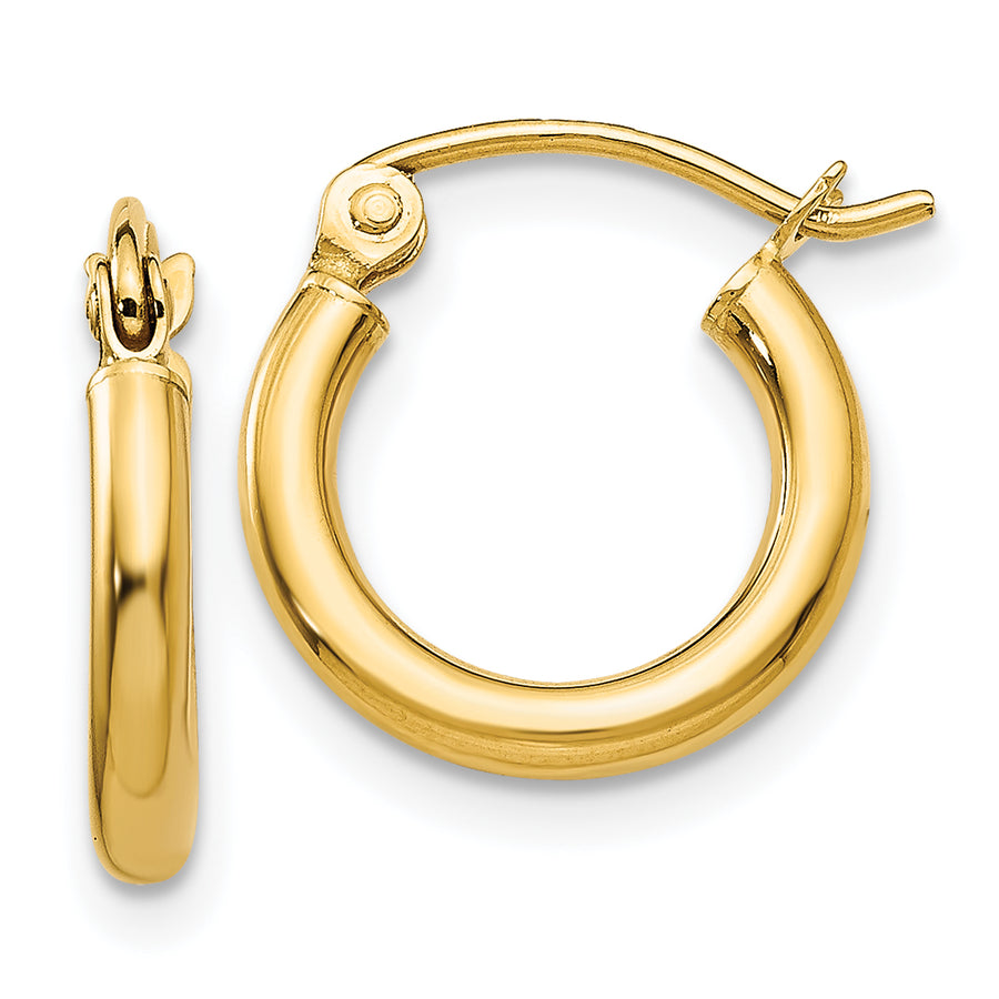 Quality Gold 14k Polished 2x12mm Lightweight Tube Hoop Earrings