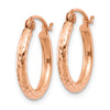 Quality Gold 14k Rose Gold Lightweight Diamond-cut Hoop Earrings
