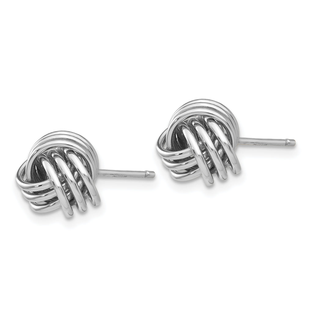 Quality Gold 14k White Gold Ridged Love Knot Post Earrings