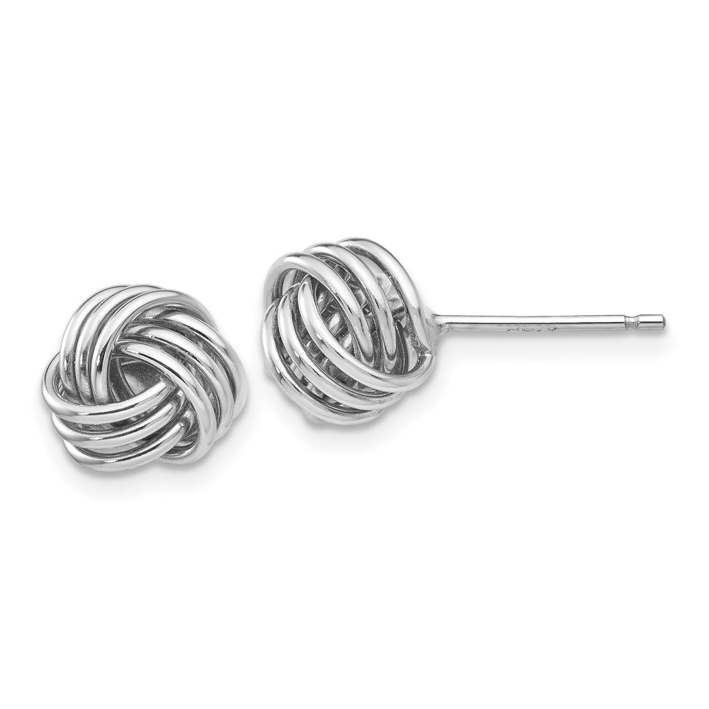 Quality Gold 14k White Gold Ridged Love Knot Post Earrings