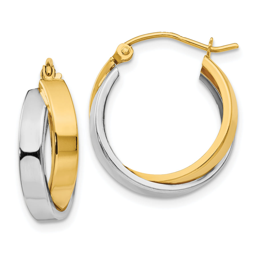 Quality Gold 14k Two-tone Polished Double Hoop Earrings
