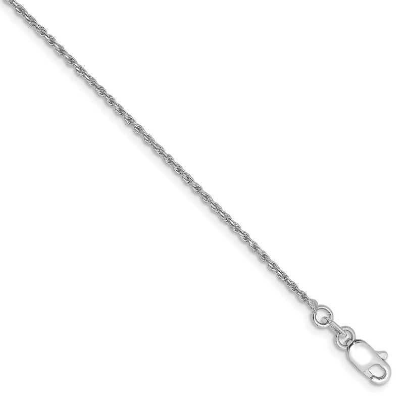 Quality Gold 14k White Gold 1.15mm Machine-made Rope Chain Anklet