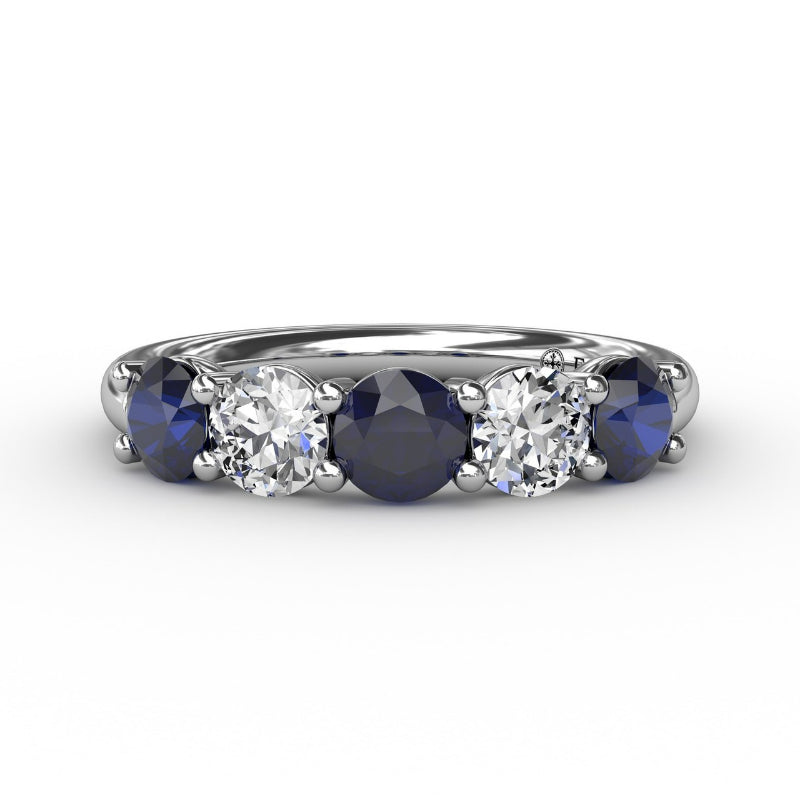 Fana Chunky Sapphire and Diamond Shared Prong Anniversary Band