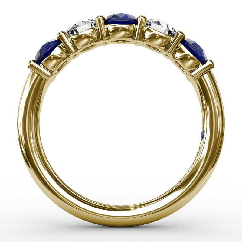 Fana Chunky Sapphire and Diamond Shared Prong Anniversary Band