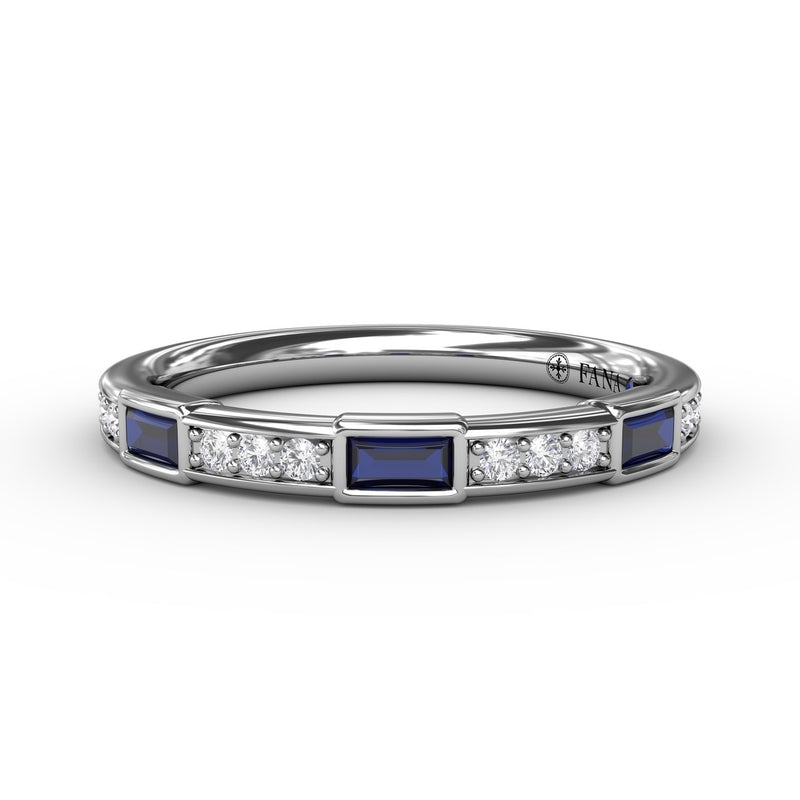 Fana Sapphire Baguette and Diamond Band