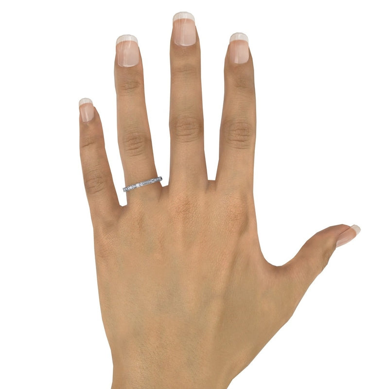 Fana Baguette and Prong Set Diamond Band