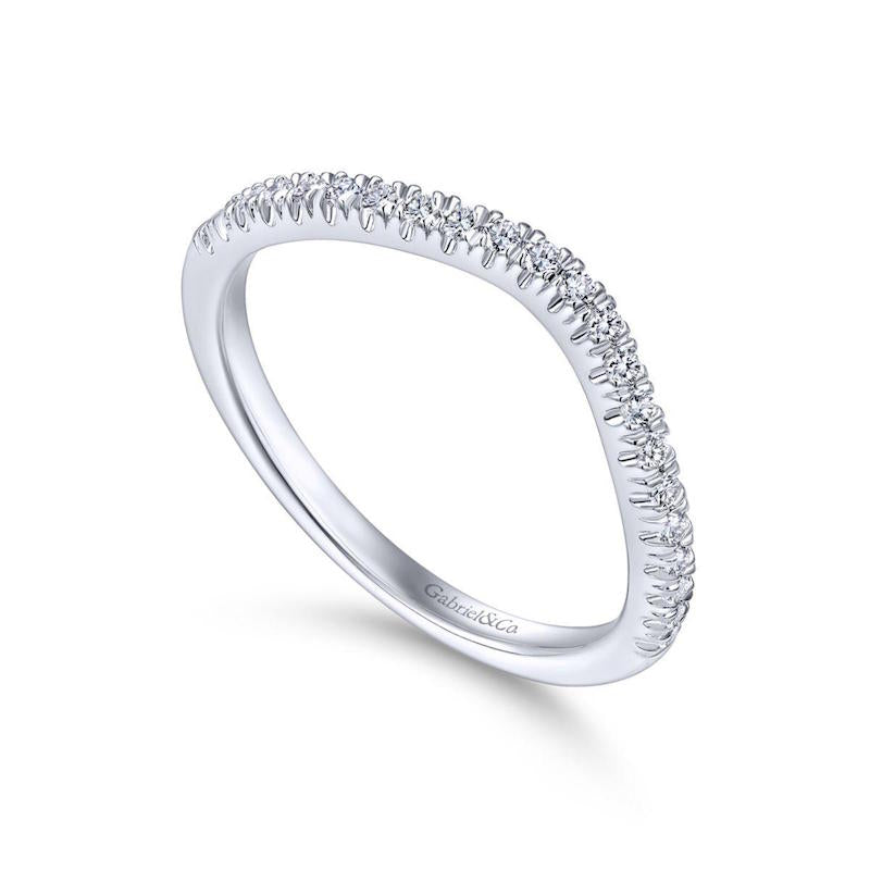 Gabriel & Co. 14k White Gold Contemporary Curved Wedding Band