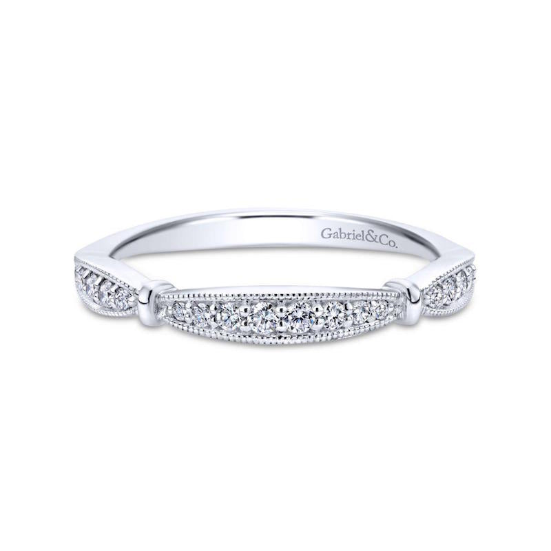 Gabriel & Co. 14k White Gold Victorian Diamond Wedding Band