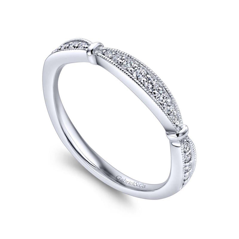 Gabriel & Co. 14k White Gold Victorian Diamond Wedding Band