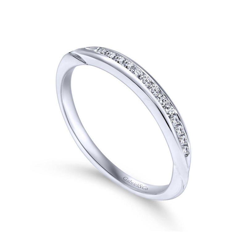 Gabriel & Co. 14k White Gold Contemporary Diamond Wedding Band