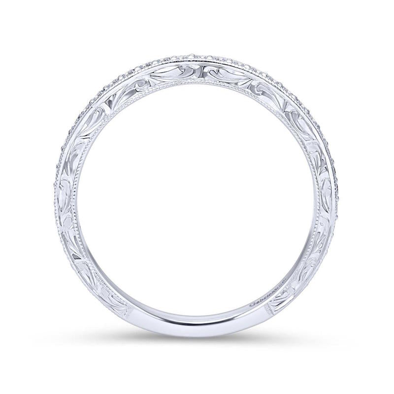 Gabriel & Co. 14k White Gold Victorian Diamond Wedding Band