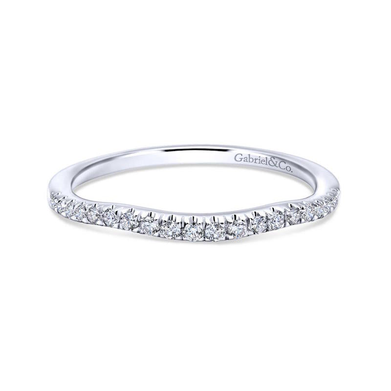 Gabriel & Co. 14k White Gold Contemporary Curved Wedding Band