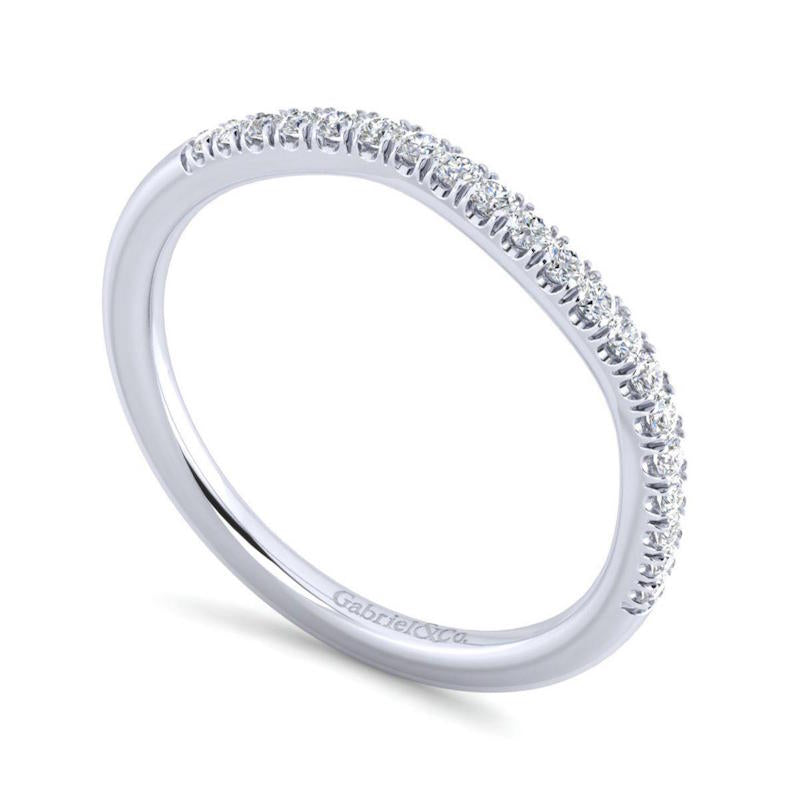 Gabriel & Co. 14k White Gold Contemporary Curved Wedding Band