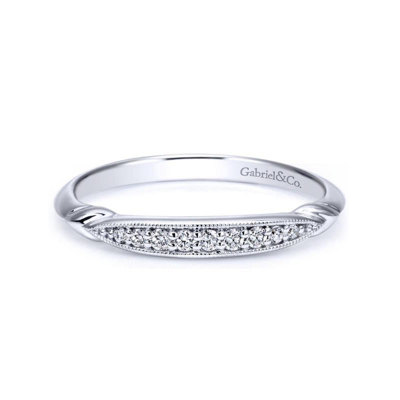 Gabriel & Co. 14k White Gold Victorian Diamond Wedding Band