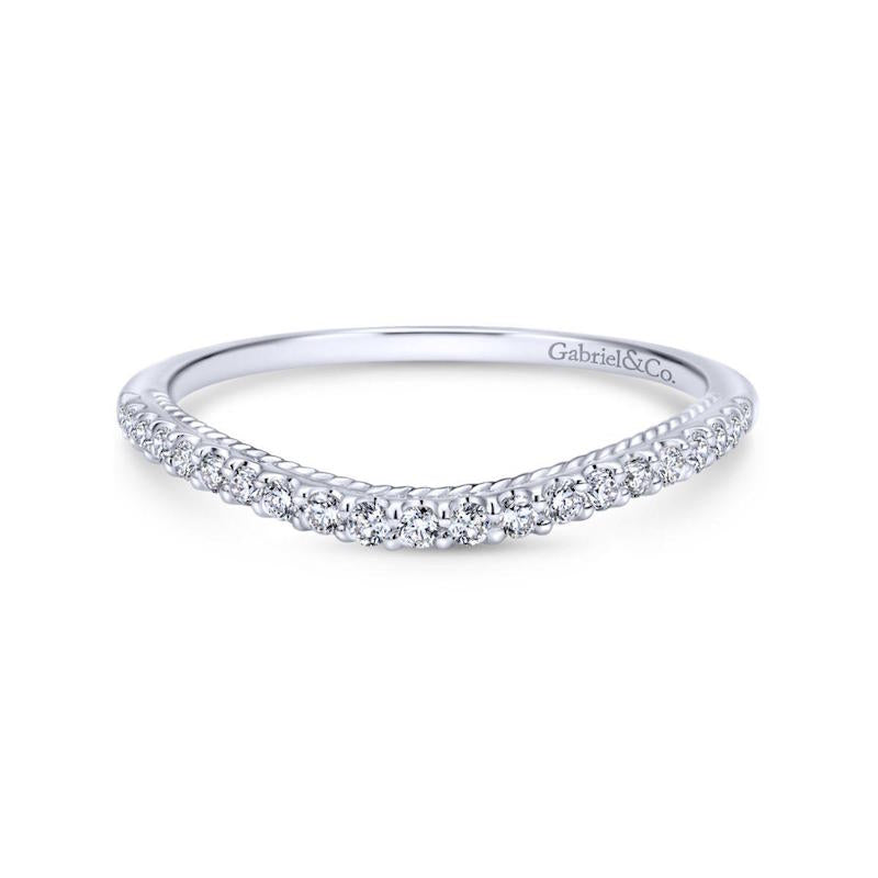 Gabriel & Co. 14k White Gold Contemporary Curved Wedding Band