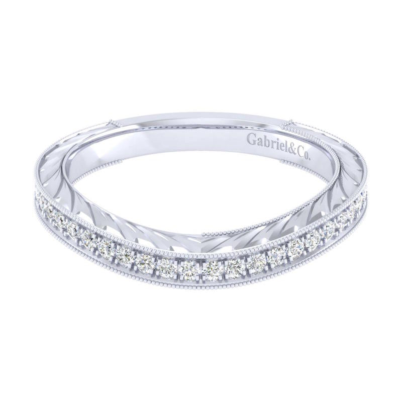 Gabriel & Co. 14k White Gold Victorian Diamond Wedding Band