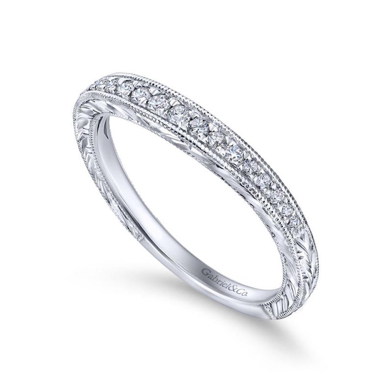 Gabriel & Co. 14k White Gold Victorian Diamond Wedding Band