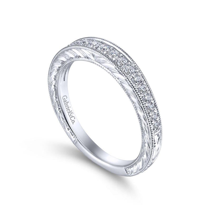 Gabriel & Co. 14k White Gold Victorian Diamond Wedding Band