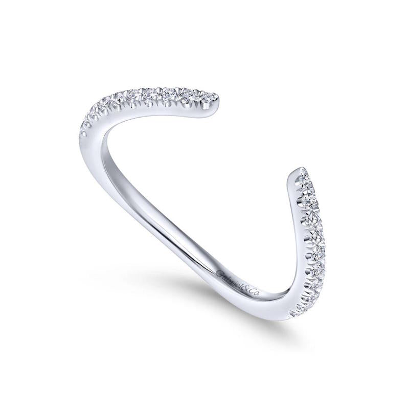 Gabriel & Co. 14k White Gold Contemporary Curved Wedding Band