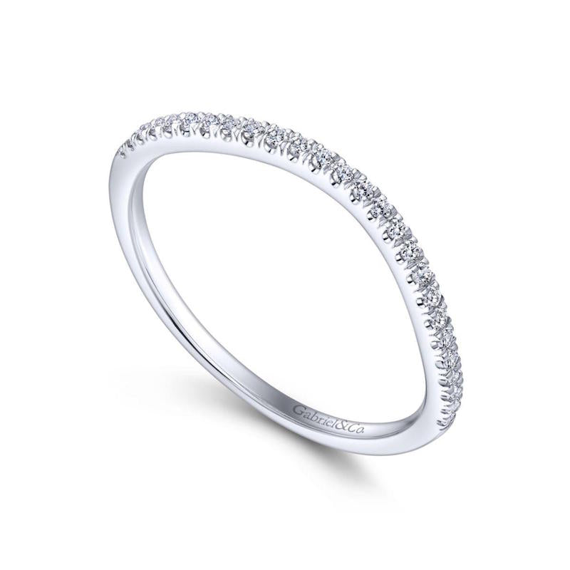 Gabriel & Co. 14k White Gold Contemporary Curved Wedding Band