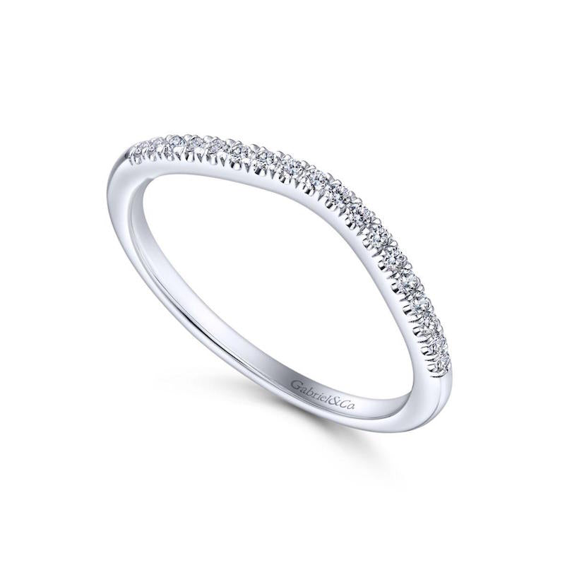 Gabriel & Co. 14k White Gold Contemporary Curved Wedding Band