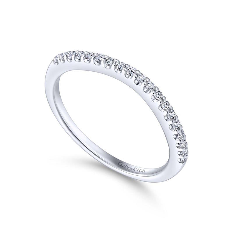 Gabriel & Co. 14k White Gold Contemporary Curved Wedding Band