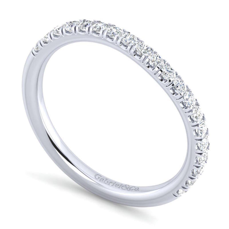 Gabriel & Co. 14k White Gold Contemporary Curved Wedding Band